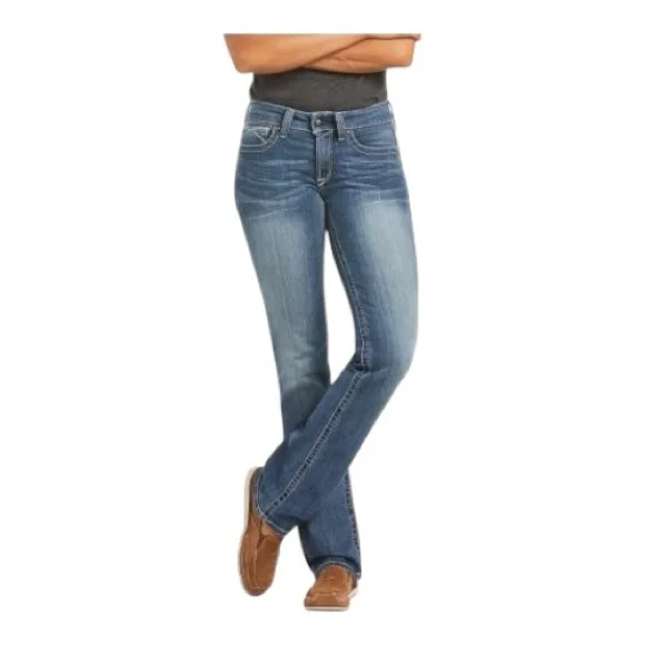 Ariat Women's R.E.A.L. Icon Mid Rise Straight Leg Jeans 33x30 - Picture 1 of 15